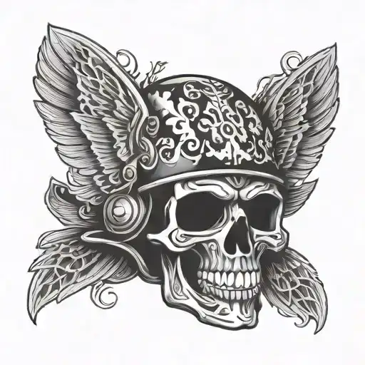 flight helmet as a Mexican skull with Texas designs tattoo design idea