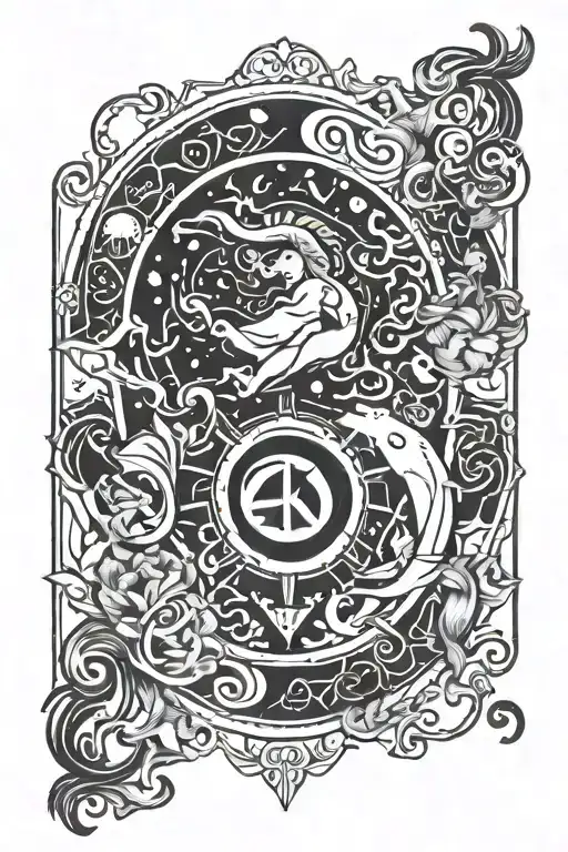Aquarius and taurus zodiac sign tattoo design idea