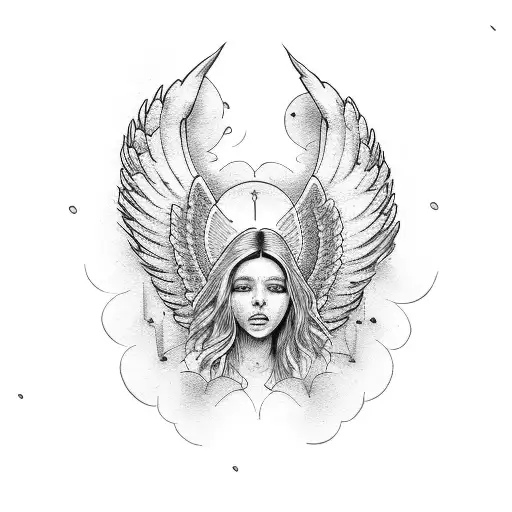 mom and dad angels tattoo design idea