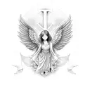 mom and dad angels tattoo design idea