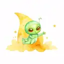 baby alien and spaceship from the moon tattoo design idea