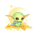 baby alien and spaceship from the moon tattoo design idea