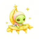 baby alien and spaceship from the moon tattoo design idea