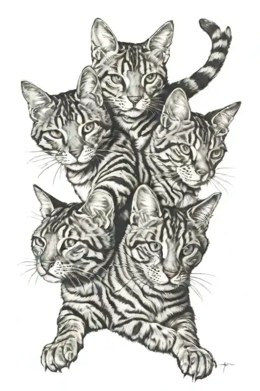 3 headed cat tattoo design idea