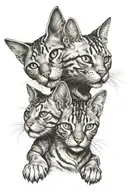 3 headed cat tattoo design idea