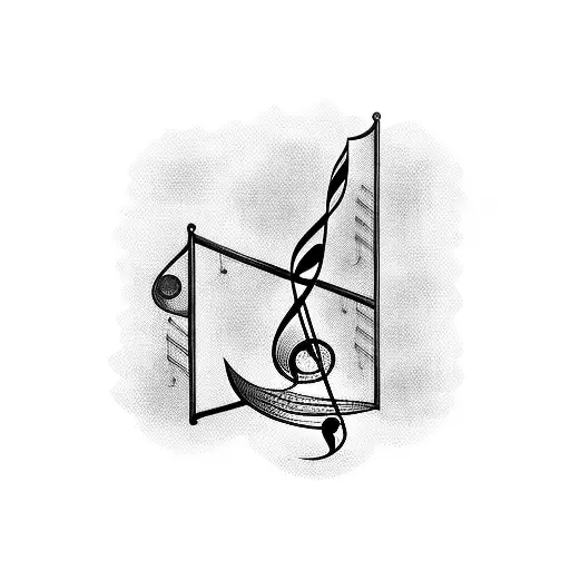 Musical notes intertwined with dollar signs tattoo design idea