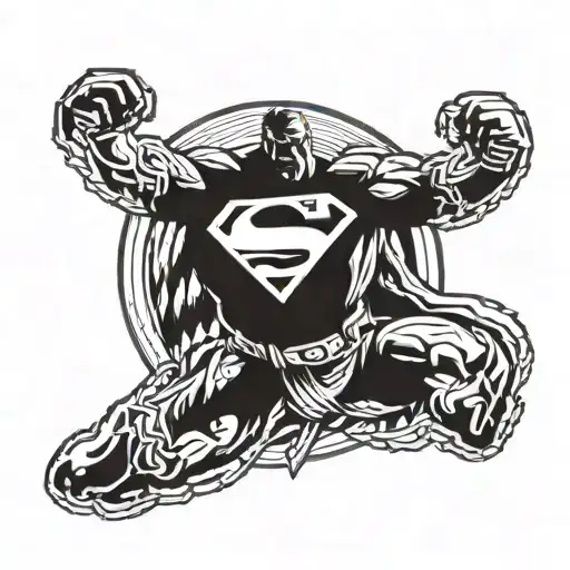A tattoo design combining elements of Superman and wrestling, with a Steelers logo incorporated subtly tattoo design idea