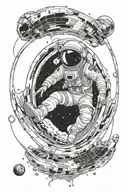 Space With Astronaut going through a portal opening tattoo design idea