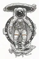Space With Astronaut going through a portal opening tattoo design idea