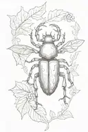 stag beetle on a leaf tattoo design idea