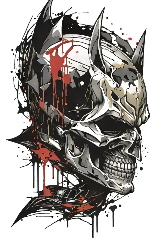 batman skull spartan tattoo design idea