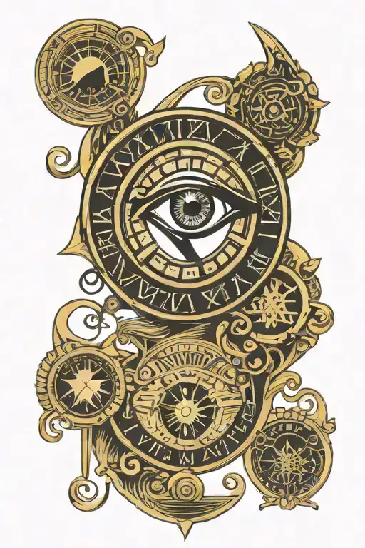 Roman numeral deck an eye of horus tattoo design idea