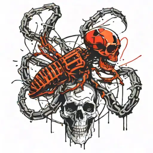 scorpion and skull tattoo design idea