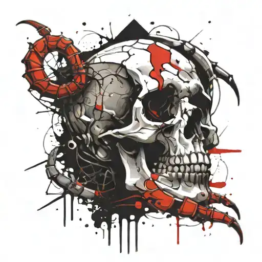 skull and scorpion tattoo design idea