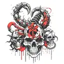 scorpion and skull tattoo design idea