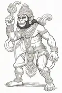 angry hanuman gada tattoo design idea