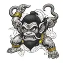 angry hanuman gada tattoo design idea