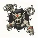 angry hanuman gada tattoo design idea