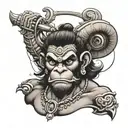 angry hanuman gada tattoo design idea