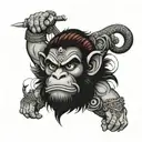 angry hanuman gada tattoo design idea
