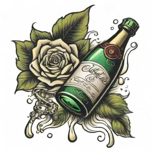 champagne bottle and showerhead tattoo design idea