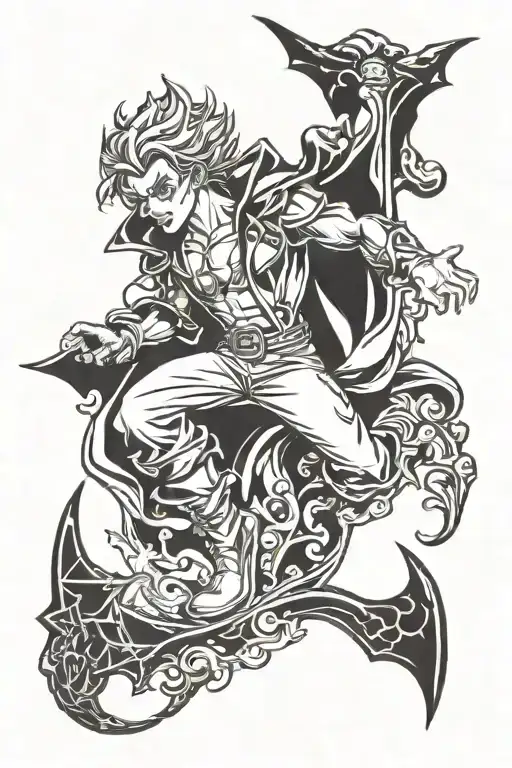 Dio brando The Incredible Adventures of jojo the Vampire light foot tattoo sketch tattoo design idea