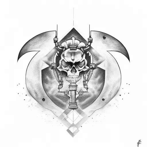 Design a black-grey tattoo showcasing a powerful engine with a motivational phrase integrated tattoo design idea