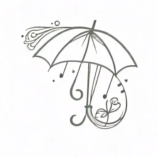 umbrella and rainbow heart tattoo design idea
