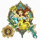 disney princesses vertical tattoo design idea