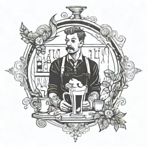 representation of the work of a bartender tattoo design idea