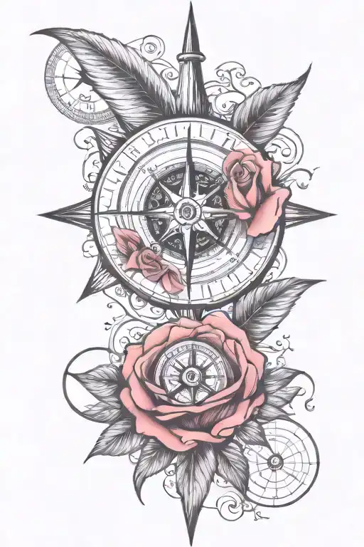 Compass, time, way, memory to add this to an existing rose tattoo on the shoulder להוסיף קצת התפיידות  הקעקוע של הורד לי tattoo design idea