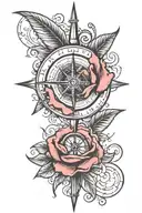 Compass, time, way, memory to add this to an existing rose tattoo on the shoulder tattoo design idea