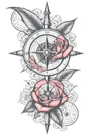 Compass, time, way, memory to add this to an existing rose tattoo on the shoulder להוסיף קצת התפיידות  הקעקוע של הורד לי tattoo design idea