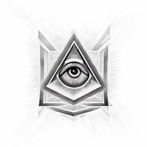 all seeing eye in a triangle tattoo design idea