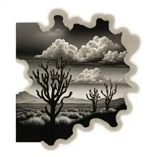 sagebrush thunderstorms desert tattoo design idea