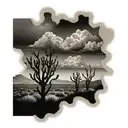 sagebrush thunderstorms desert tattoo design idea