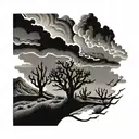 sagebrush thunderstorms desert tattoo design idea