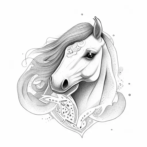 horse head with heart tattoo design idea