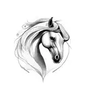 horse head with heart tattoo design idea