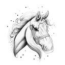horse head with heart tattoo design idea