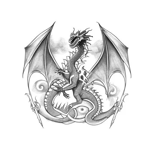 three mini dragons tattoo design idea