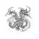 three mini dragons tattoo design idea