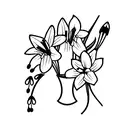 bouquet with daffodils, larkspur, and lily of the valley  tattoo design idea