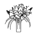 bouquet with daffodils, larkspur, and lily of the valley  tattoo design idea