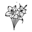 bouquet with daffodils, larkspur, and lily of the valley  tattoo design idea