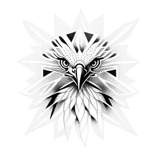 a women sheltering eagle  tattoo design idea