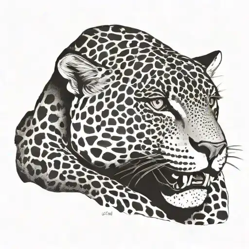 jaguar, face and neck tattoo design idea
