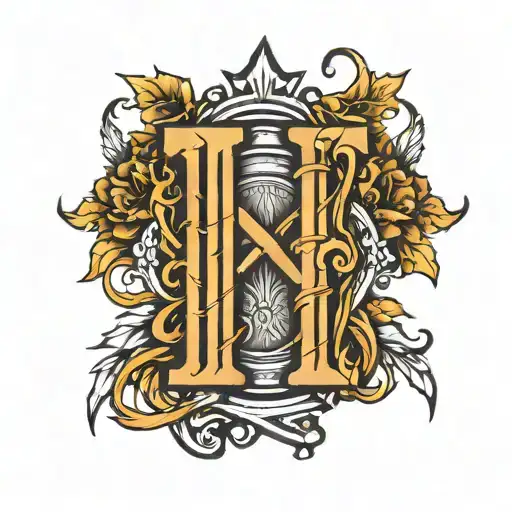 initials BK with 4 tally marks  tattoo design idea