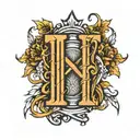 initials BK with 4 tally marks  tattoo design idea