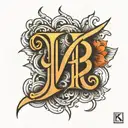 initials BK with 4 tally marks  tattoo design idea